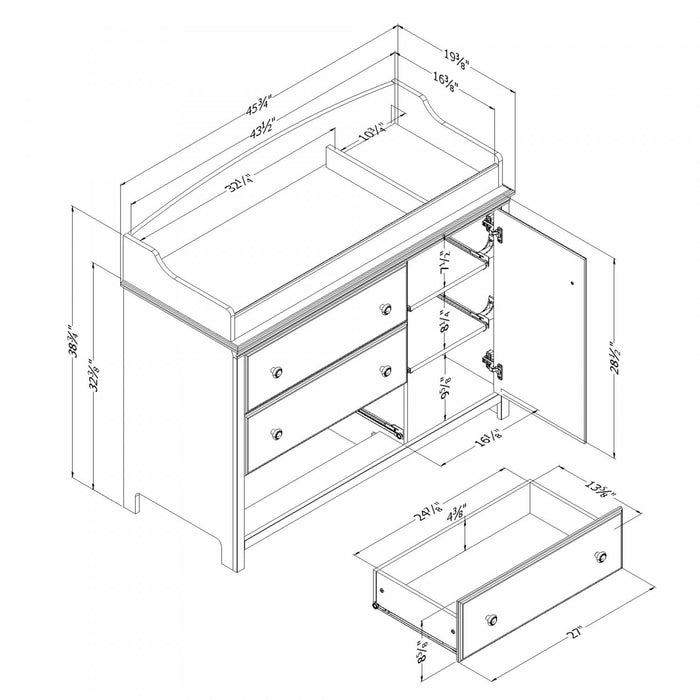 Cotton Candy Changing Table With Removable Changing Station - Pure White