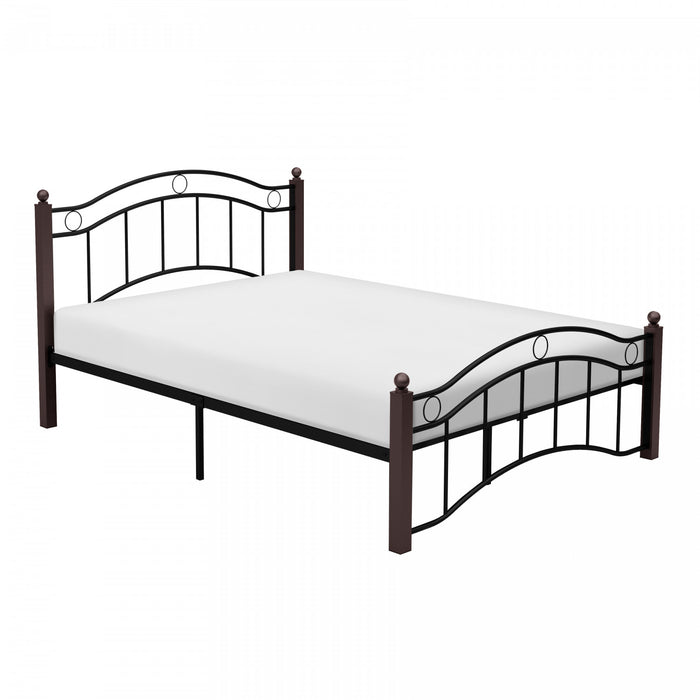 Jessica Full Bed, Black Metal & Brown Posts