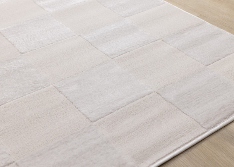 Leonardo White Grey Checkered Area Rug - 6'7\" x 9'6\"