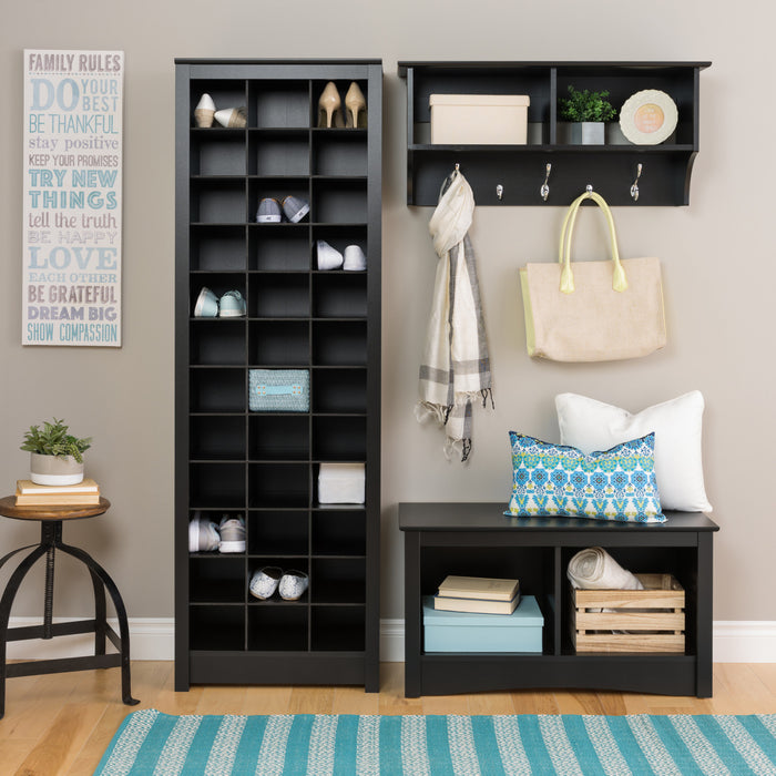 Thirty-Six Pair Shoe Storage Rack - Black