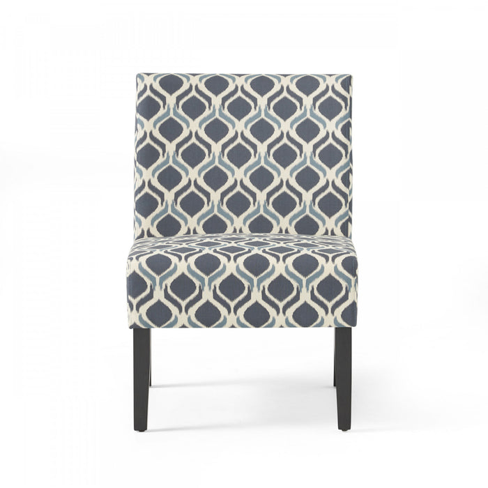 Oliver Linen-look Fabric Accent Chair With Rubberwood Legs - Blue and Grey