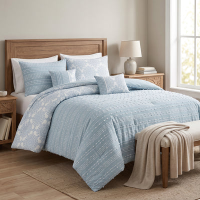 Isabelle 5-Piece Reversible Clipped Jacquard Comforter Set, Double/Queen | Ensemble Douillette Reversible 5 Morceaux Isabelle, Double/Queen