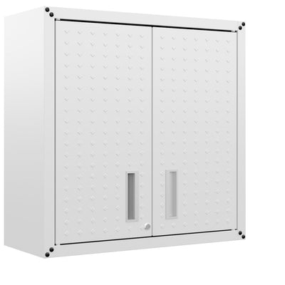 Fortress 30" Floating Textured Metal Garage Cabinet with Adjustable Shelves - White|Armoire flottante Fortress de Manhattan Comfort de 30 po en métal texturé avec tablettes réglables pour le garage - blanche