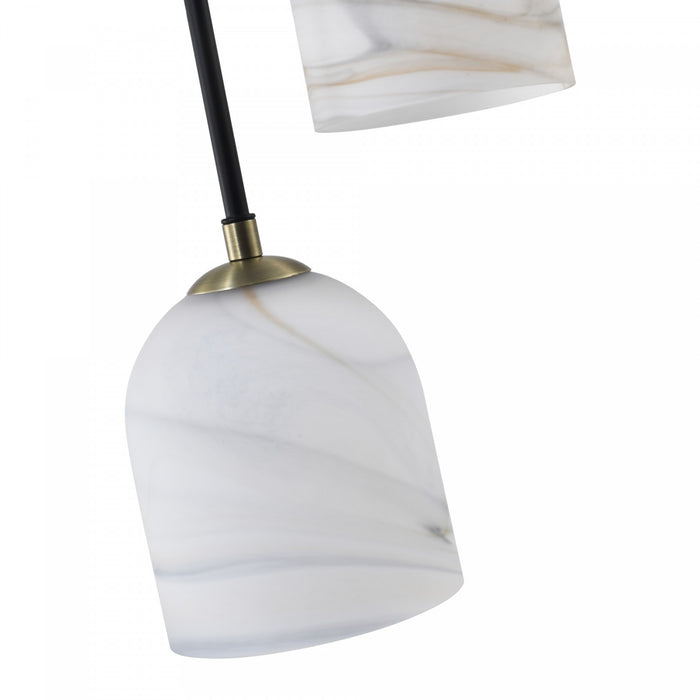 Crema 8 Light Chandelier 18.5\", Black, Brushed Brass With Alabaster Style Glass