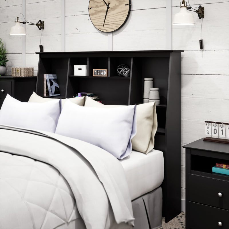 Full/Queen Tall Bookcase Headboard Black The Brick