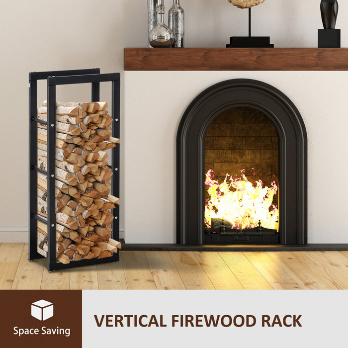 Homcom Firewood Rack Log Holder Fireplace Storage Rack With Handles And 220 Lbs. Weight Capacity, 15.7\" X 9.8\" X 39.4\", Black
