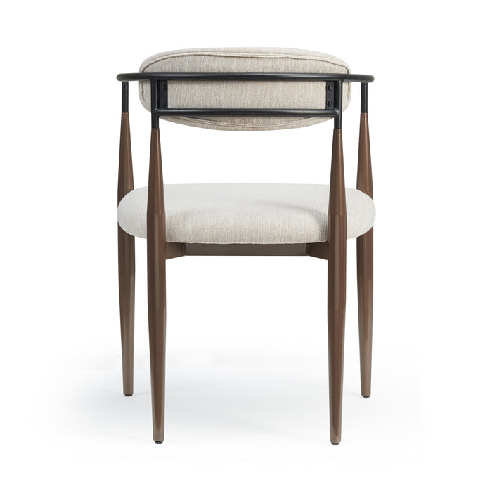 Mila Dining Chair Set Of 2 With Upholstered Fabric And Metal Frame - Beige and Walnut