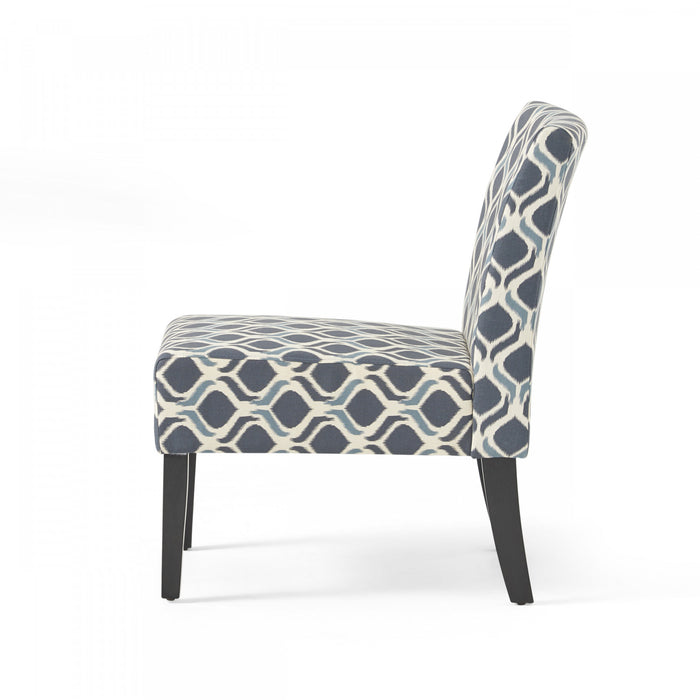 Oliver Linen-look Fabric Accent Chair With Rubberwood Legs - Blue and Grey