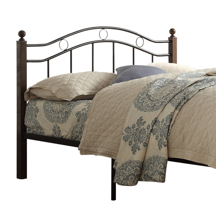 Jessica Full Bed, Black Metal & Brown Posts