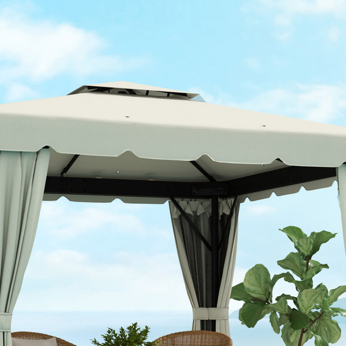 Outsunny 10' X 10' Outdoor Patio Gazebo W/ Sidewalls, Cream White