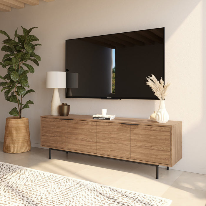 Nordika Hamilton 70\" TV Stand with 4 Storage Cabinets - Light Walnut