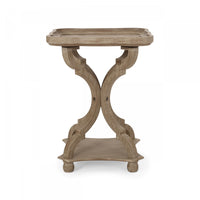 Jason Traditional Square Side Table With Shelf, Driftwood