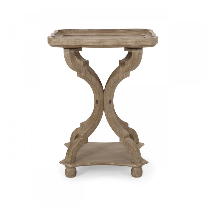 Jason Traditional Square Side Table With Shelf, Driftwood