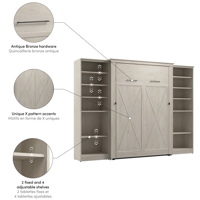 Bestar Key West Full Murphy Bed with Closet Organizers (113 W) - Linen White Oak
