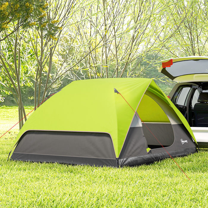Outsunny 3-4 Person Pop Up Camping Tent, Waterproof Dome Tent