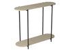 32\" Oval Shape Console Table With 1 Storage Shelf - Natural Wood Look With Black Metal