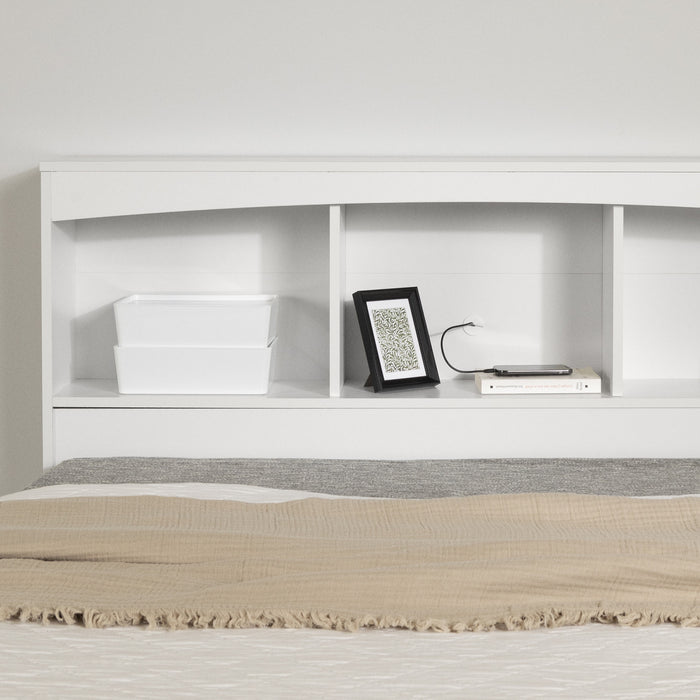 Step One Bookcase Headboard With Storage - Pure White