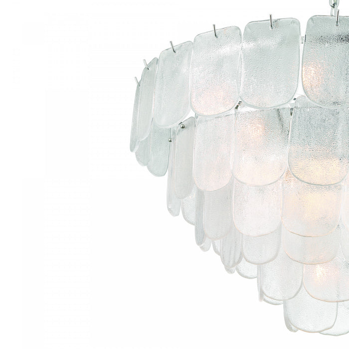 Bianca 19 Light Chandelier, Polished Nickel, Crystalline With Piastra Type Glassware