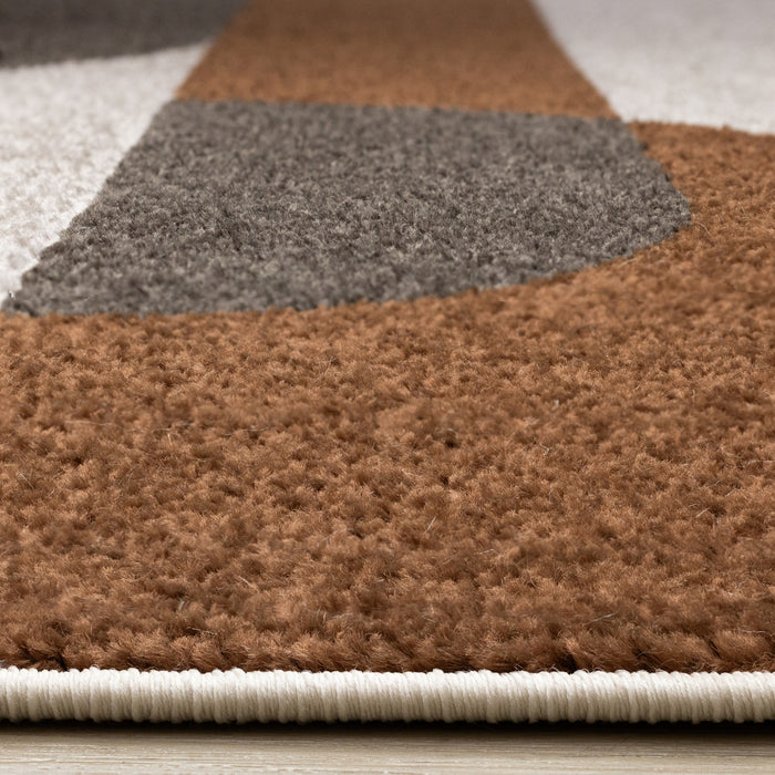 Marley Geometric Curves Taupe Oxblood Area Rug - 7'10\" x 10'6\"