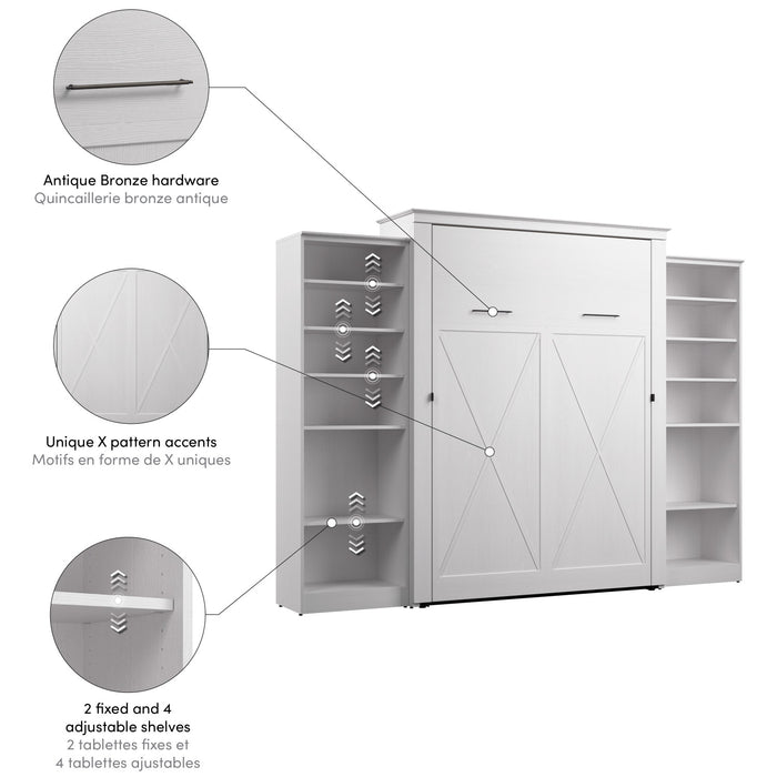Bestar Key West Queen Murphy Bed with Closet Organizers (119 W) - Pure White Oak