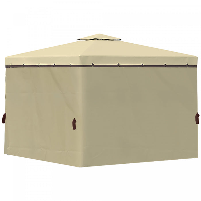 Outsunny 10' X 10' 2-tier Patio Gazebo With Mesh Sidewalls, Beige