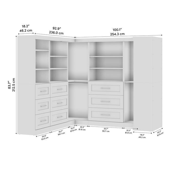 Bestar Pur 161 W Walk-In Closet Organizer System - White