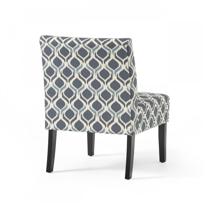 Oliver Linen-look Fabric Accent Chair With Rubberwood Legs - Blue and Grey