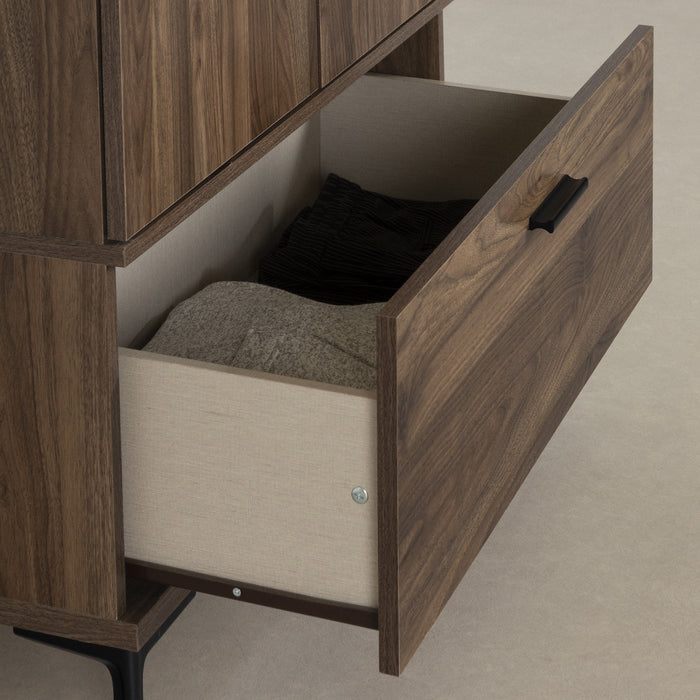 Musano Wardrobe Armoire With Doors And Drawers - Natural Walnut