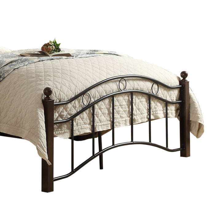 Jessica Full Bed, Black Metal & Brown Posts