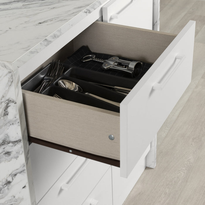 Myro Compact Kitchen Island With Storage - Faux White Marble And White