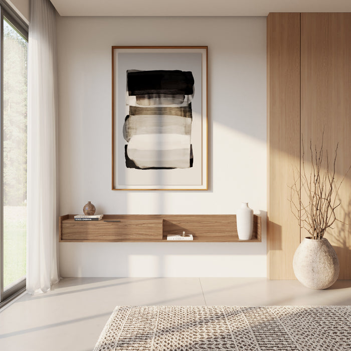 Nordika Slim 72\" Wall-Mounted TV Stand with Storage Cabinet - Light Walnut