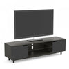 59” TV Stand With 2 Shelves and 2 Black Doors - Dark Grey Wood