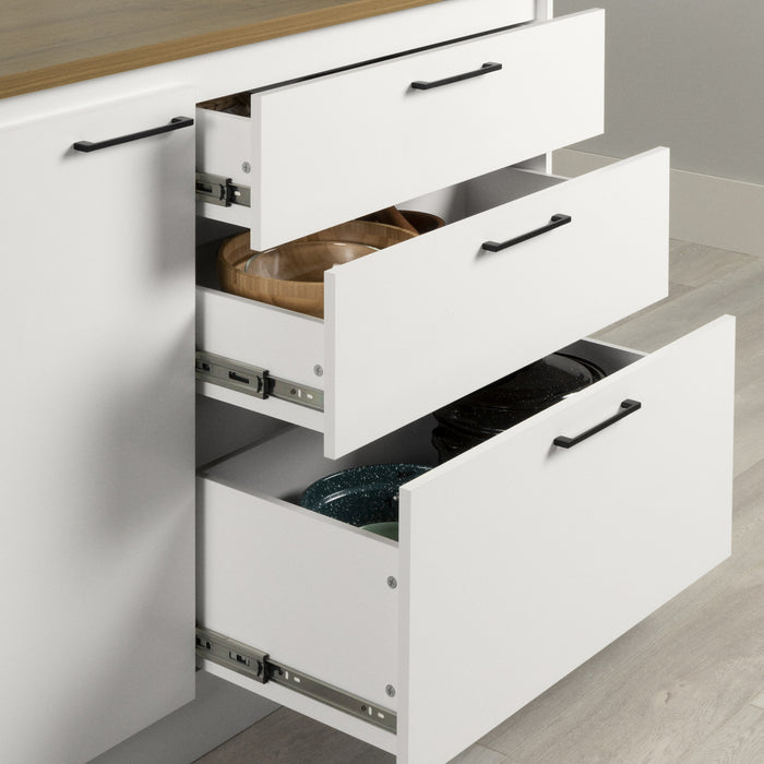 Myro Kitchen Island With Door And Drawers - White And Maple Nutmeg