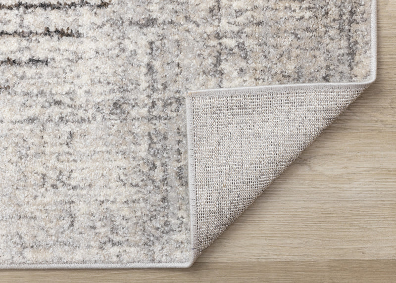 Solace Soft Low-Pile Grey White Merging Circles Area Rug - 6'7\" x 9'6\"