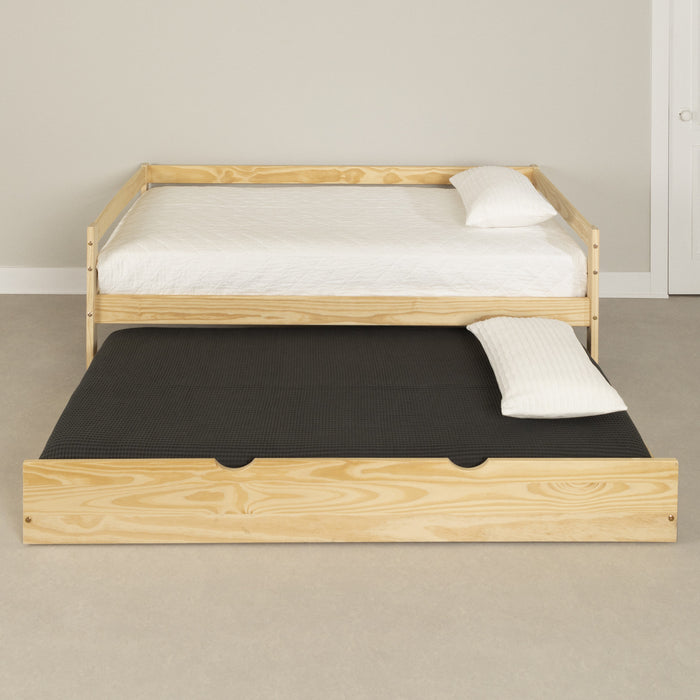 Sweedi Solid Wood Daybed With Trundle Bed Natural Wood - South Shore