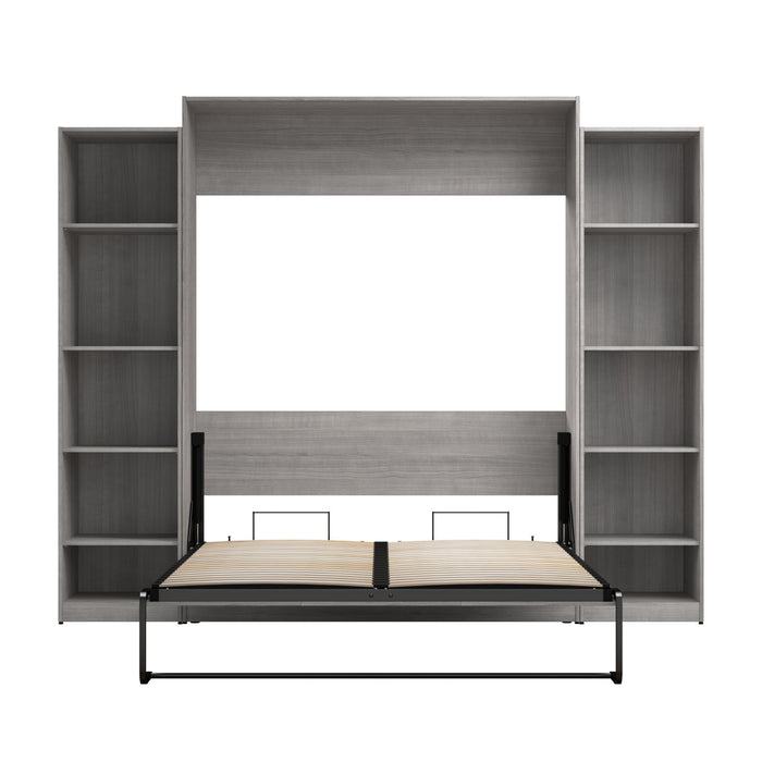 Bestar Claremont 10-Shelf Queen Murphy Bed - Platinum Grey