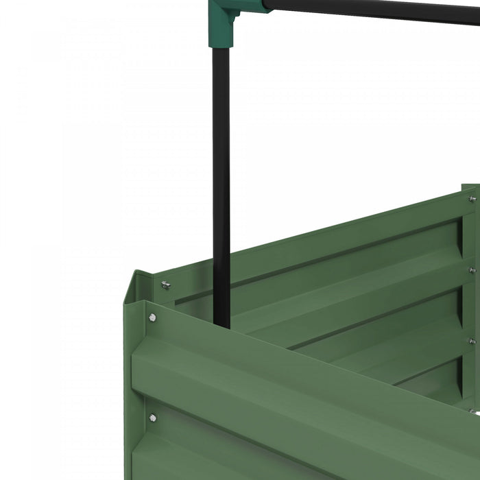Outsunny Galvanized Raised Garden Bed With 4-tier Trellis Tomato Cage Green