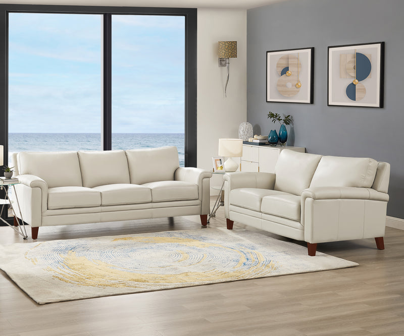 Hydeline Westcott Leather Loveseat - Vanilla