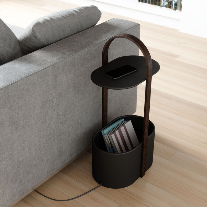 Umbra Modern Steel Bellwood Storage End Table - Black and Walnut