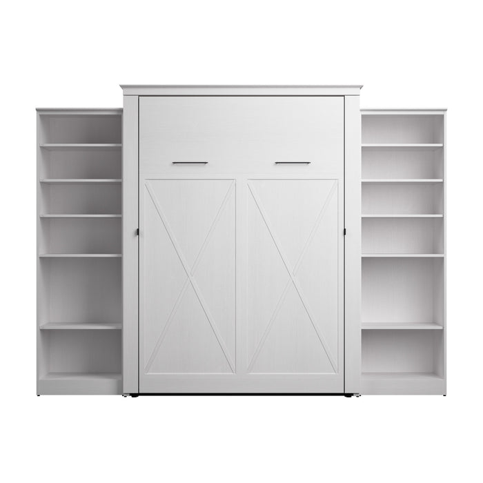 Bestar Key West Queen Murphy Bed with Closet Organizers (119 W) - Pure White Oak