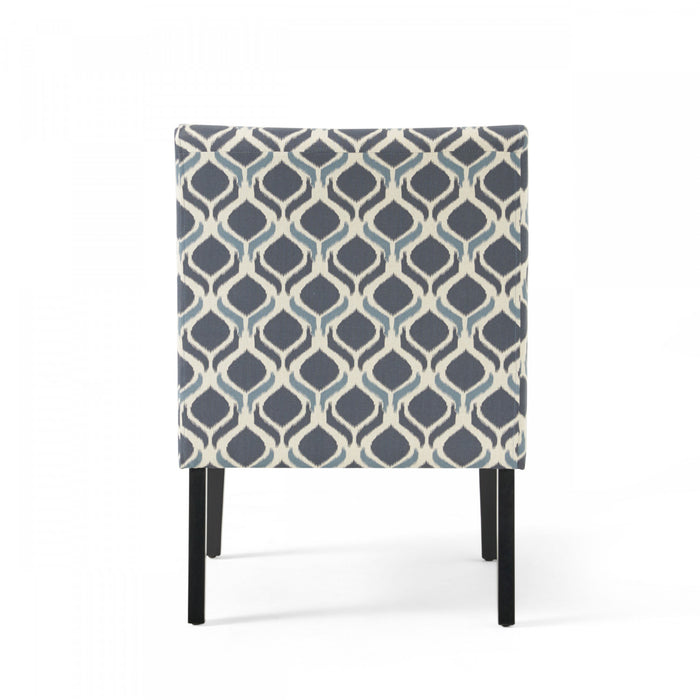Oliver Linen-look Fabric Accent Chair With Rubberwood Legs - Blue and Grey