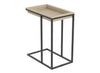 C-Shaped End Table With Sunkey Track - Brown Breech Wood With Black Metal