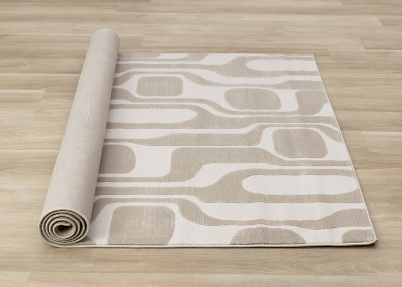 Leopold Modern Mid-Century Beige Cream Area Rug - 6'7\" x 9'6\"