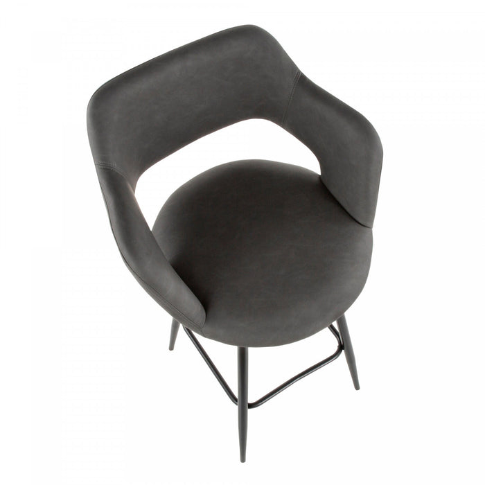 LumiSource Margarite Grey Faux Leather Contemporary Counter-Height Stool - Set of 2