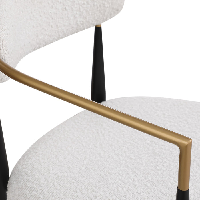Mila Dining Chair Set Of 2 With Upholstered Fabric And Metal Frame - White and Black
