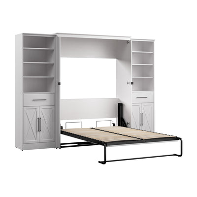 Bestar Key West Full Murphy Bed & Closet Organizers with Doors & Drawers (113 W) - Pure White Oak|Lit double escamotable Key West de Bestar de 113 po (L) avec organisateurs de garde-robe, portes et tiroirs - blanc chêne solide