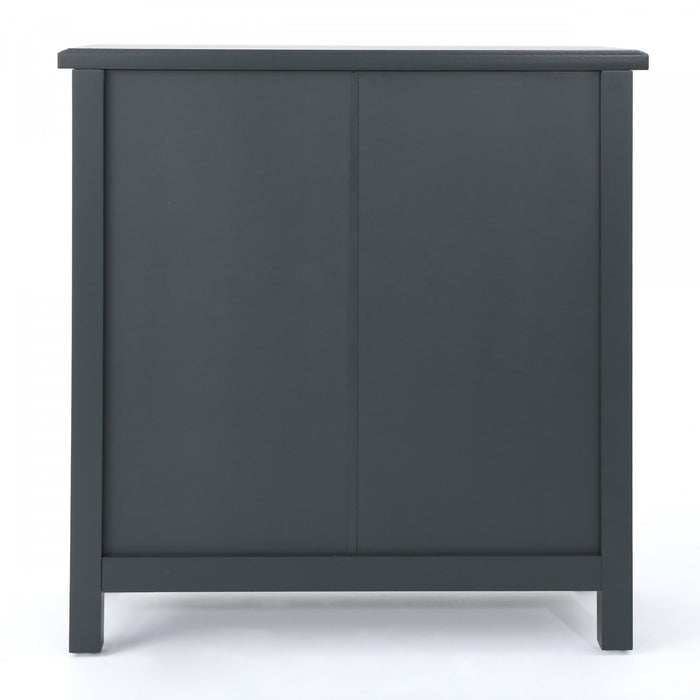 Joyce Solid Firwood Double Door Cabinet With Mirrored Finish,charcoal Grey Accent Cabinet