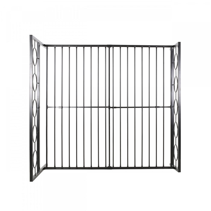 Robert Metal Construction Bed Frame With Circular Design Headboard And Footboard,king Size,black King Bed