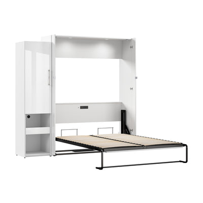 Bestar Avalon Queen Murphy Bed & Storage Cabinet with Pull-Out Shelf (87 W)|Grand lit escamotable Avalon de Bestar de 87 po (L) avec armoire de rangement et tablette coulissante
