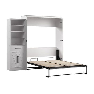 Bestar Key West Queen Murphy Bed & Closet Organizer with Drawer & Doors (94 W) - Pure White Oak|Grand lit escamotable Key West de Bestar de 94 po (L) avec organisateur de garde-robe, tiroir et portes - blanc chêne solide